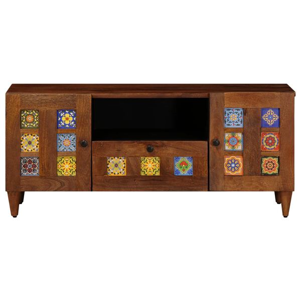 vidaXL TV skrinka s dverami Orech 105 x 33 x 46 cm Mas&iacute;vne mango drevo