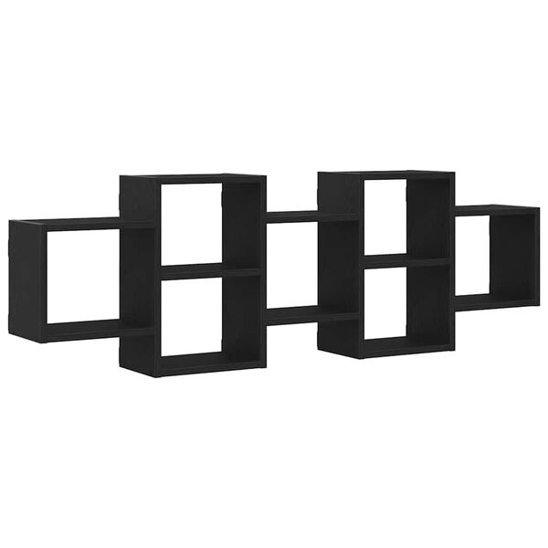 vidaXL Nástenná polica čierna dub 129x18x42 cm kompozitné drevo