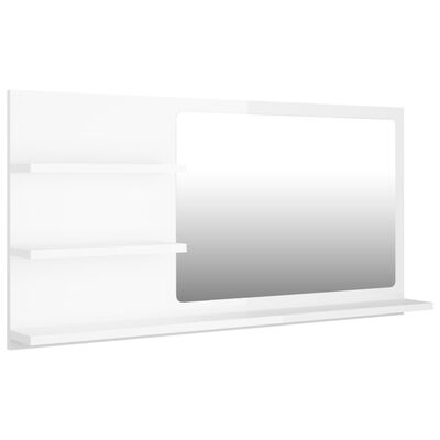 vidaXL Kúpeľňové zrkadlo, lesklé biele 90x10,5x45 cm, kompozitné drevo