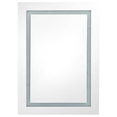 vidaXL Kúpeľňová skrinka s LED a zrkadlom, lesklá sivá 50x13x70 cm