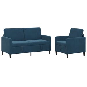 vidaXL S&uacute;prava pohovky s &uacute;ložn&yacute;m priestorom 2 ks Modr&aacute; Polyester