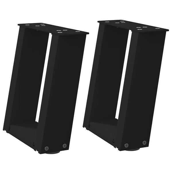 vidaXL Nohy konferenčn&eacute;ho stol&iacute;ka v tvare U, 2 ks, čierne, 30 x (30-31) cm, oceľov&eacute;