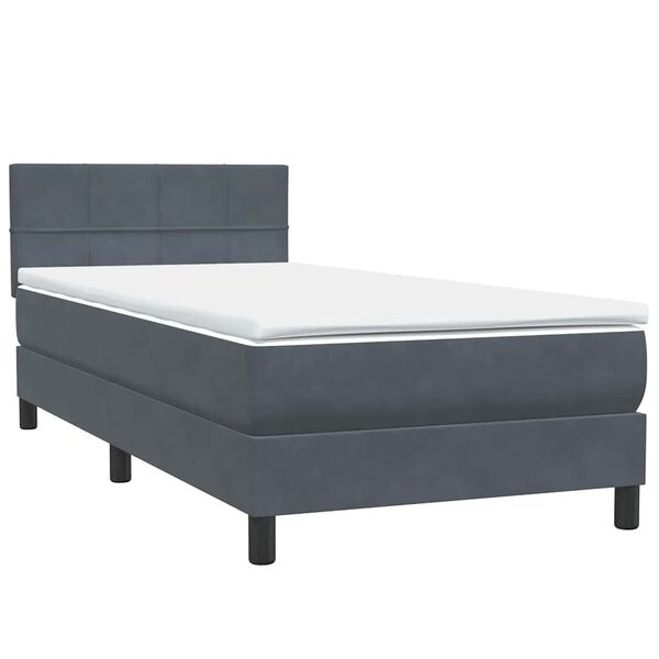 vidaXL Posteľn&yacute; r&aacute;m boxspring s matracom tmavosiv&yacute; 90x210 cm zamat