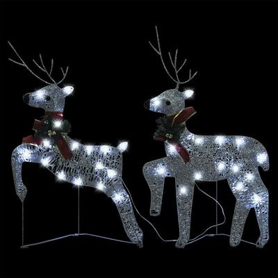 vidaXL Vianočná vonkajšia ozdoba so sobmi a saňami 100 LED strieborná