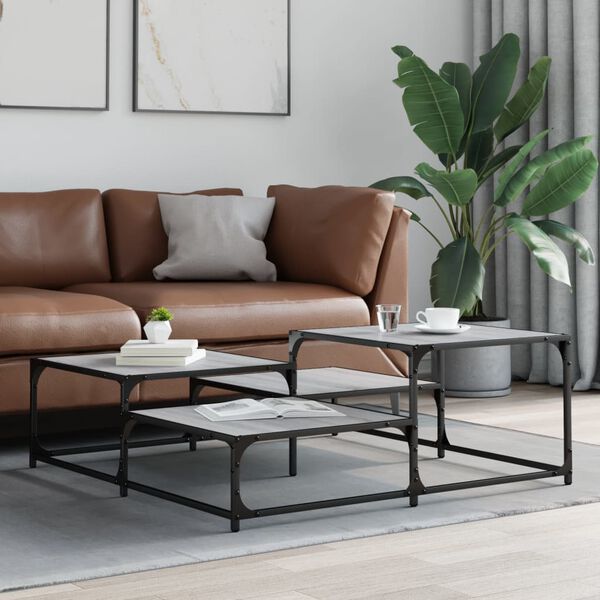 vidaXL Konferenčný stolík sivý sonoma 107x107x40 cm kompozitné drevo