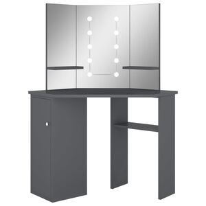 vidaXL Rohov&yacute; toaletn&yacute; stol&iacute;k s LED siv&yacute; 111x54x141,5 cm