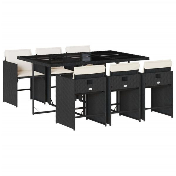 vidaXL 7-dielna z&aacute;hradn&aacute; jed&aacute;lensk&aacute; s&uacute;prava a vank&uacute;&scaron;e čierna polyratan