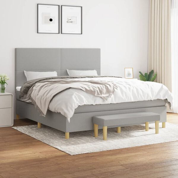 vidaXL Boxspring posteľ s matracom bledosiv&aacute; 180x200 cm l&aacute;tka