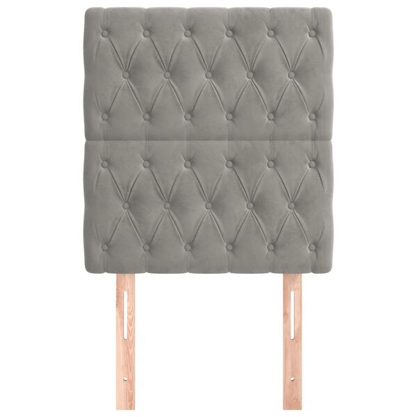 vidaXL Čelo postele svetlosiv&eacute; 80x7x118/128 cm zamatov&eacute;