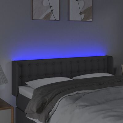 vidaXL Čelo postele s LED tmavosivé 147x16x78/88 cm látka