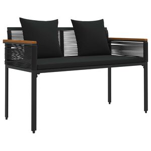 vidaXL Vonkaj&scaron;ia lavička 2 -Seater 117 x 54 x 74.5 cm polyratan Čierna
