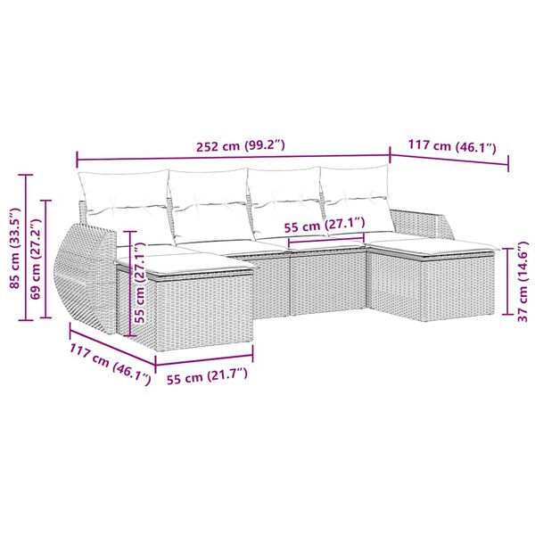 vidaXL 6-dielna z&aacute;hradn&aacute; s&uacute;prava pohoviek s vank&uacute;&scaron;mi čierna polyratan