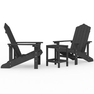 vidaXL Z&aacute;hradn&aacute; stolička Adirondack so stol&iacute;kom HDPE antracitov&aacute;