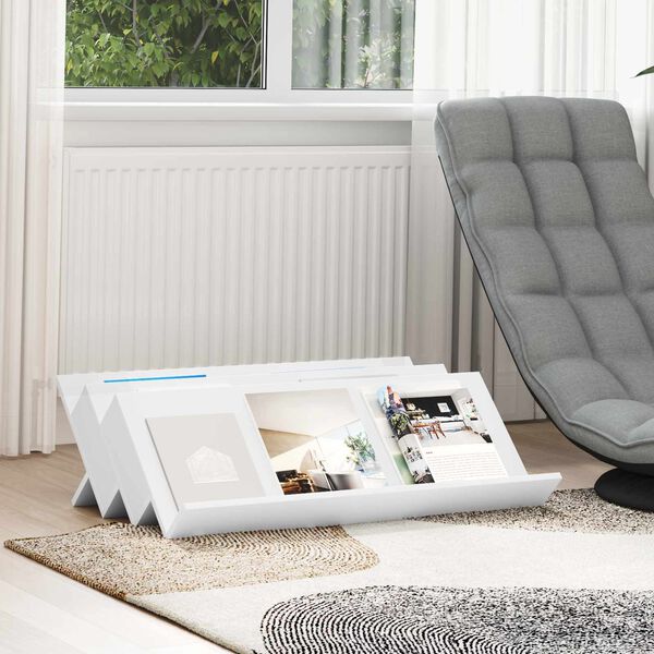 vidaXL Reg&aacute;l na časopisy Biela 90 x 53 x 28,5 cm Kompozitn&eacute; drevo