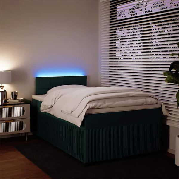 vidaXL Boxspring posteľ s matracom, tmavozelen&aacute; 120x190cm, zamat