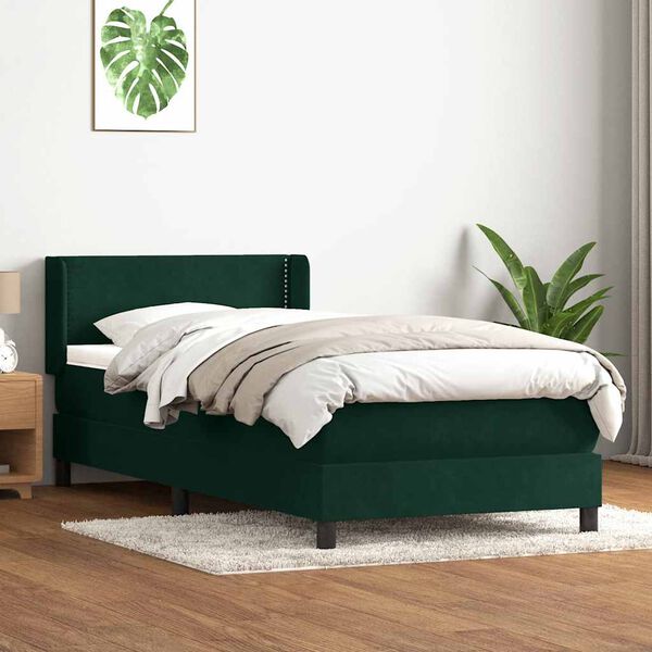 vidaXL Box Spring Posteľ s matracom Tmavo zelen&aacute; 200x210 cm Zamat