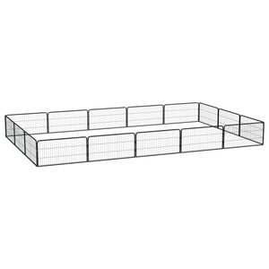 vidaXL Ohr&aacute;dka pre psov 16 panelov čierna 100x50 cm pr&aacute;&scaron;kovan&aacute; oceľ