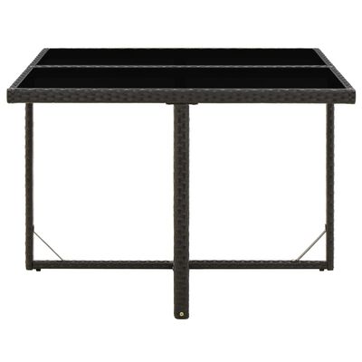vidaXL Záhradný stôl čierny 109x107x74 cm polyratan a sklo