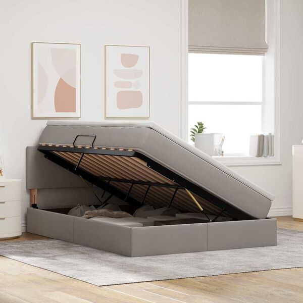 vidaXL Postel s &uacute;ložn&yacute;m prostorem a matrac&iacute; Sivohned&aacute; 140 x 190 cm