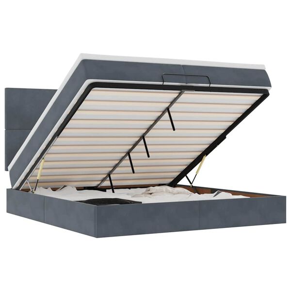 vidaXL Osmansk&yacute; r&aacute;m postele s matracmi tmavosiv&aacute; 200x200 cm zamat