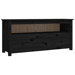vidaXL TV skrinka čierna 114x35x52 cm mas&iacute;vna borovica