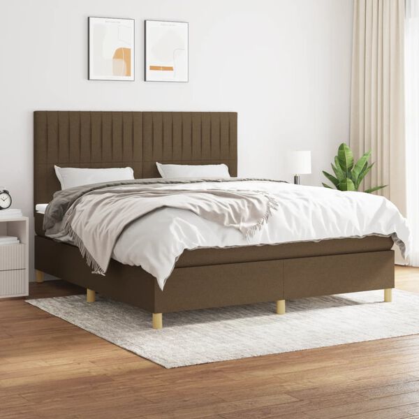 vidaXL Boxspring posteľ s matracom tmavohned&aacute; 180x200 cm l&aacute;tka