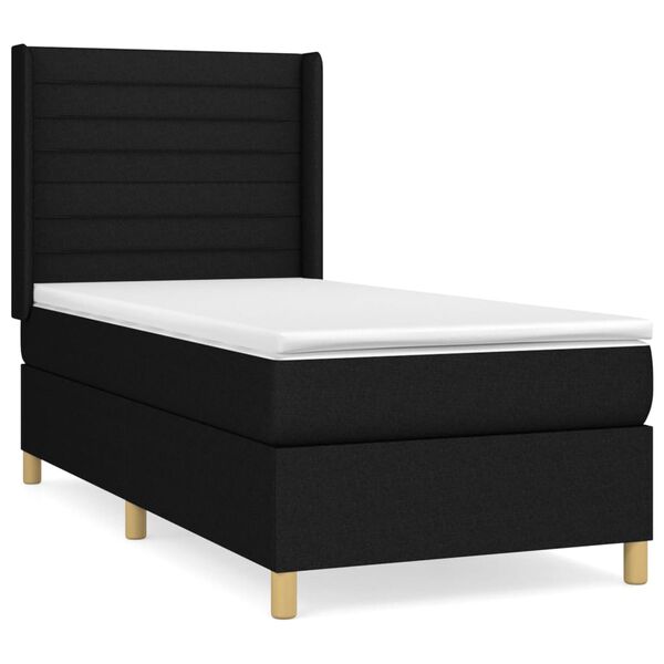 vidaXL Posteľn&yacute; r&aacute;m boxspring s matracom čierny 90x190 cm l&aacute;tka