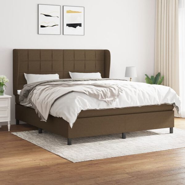 vidaXL Boxspring posteľ s matracom tmavohned&aacute; 180x200 cm l&aacute;tka