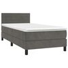 vidaXL Posteľn&yacute; r&aacute;m boxspring s matracom tmavosiv&yacute; 90x190 cm zamat