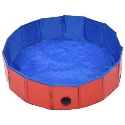 vidaXL Skladací bazén pre psov červená 80x20 cm PVC
