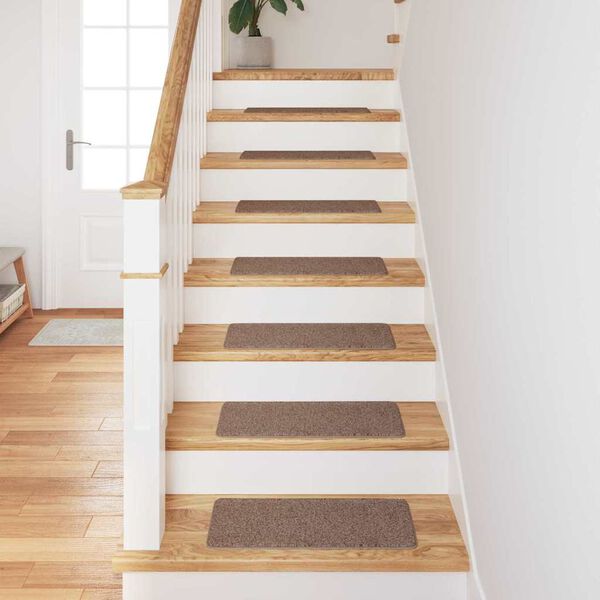 vidaXL Protišmykové schodové rohože 15 pcs Hnedá 60 x 25 cm PP