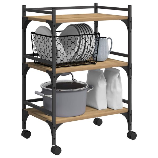 vidaXL Kuchynsk&yacute; voz&iacute;k Remeseln&yacute; dub 50 x 35 x 75.5 cm