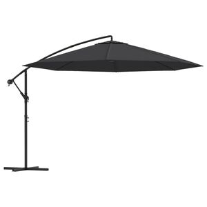 vidaXL Z&aacute;vesn&yacute; z&aacute;hradn&yacute; slnečn&iacute;k, hlin&iacute;kov&aacute; tyč 350 cm, čierny