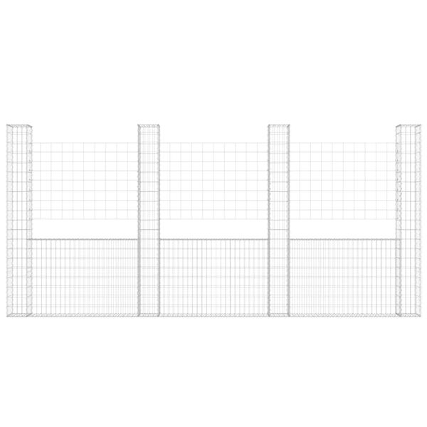 vidaXL Železný gabiónový kôš v tvare U so 4 stĺpmi 380x20x200 cm