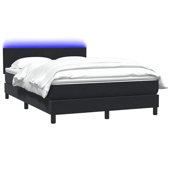 vidaXL Posteľn&yacute; r&aacute;m boxspring s matracom a LED čierny 160x210 cm zamat