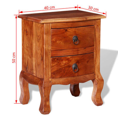 vidaXL Nočný stolík s 2 zásuvkami, masívne akáciové drevo