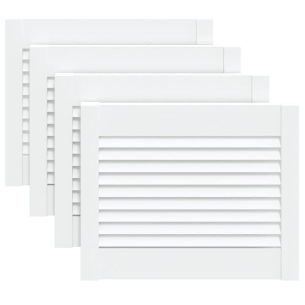 vidaXL Lamelové dvierka na skrinku 4 ks, biele 39,5x49,4 cm, borovica