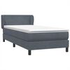 vidaXL Posteľn&yacute; r&aacute;m boxspring s matracom tmavosiv&yacute; 90x220 cm zamat