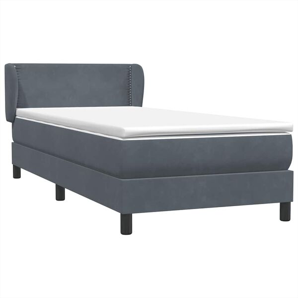 vidaXL Posteľn&yacute; r&aacute;m boxspring s matracom tmavosiv&yacute; 90x220 cm zamat