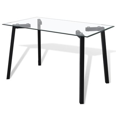 vidaXL Jedálenský stôl so sklenenou doskou a čiernymi nohami
