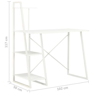 vidaXL Písací stôl s policami, biely 102x50x117 cm