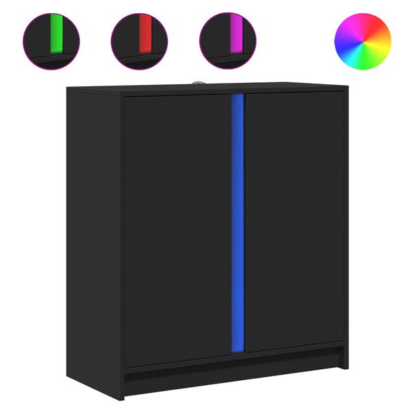 vidaXL Komoda s LED čierna 77x34x85 cm kompozitn&eacute; drevo