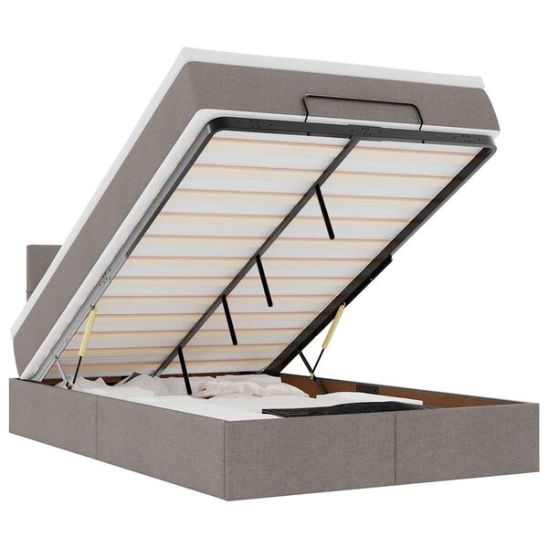 VidaXL Osmansk&aacute; posteľ s matracom a LED di&oacute;dami Taupe 120x190 cm L&aacute;tka