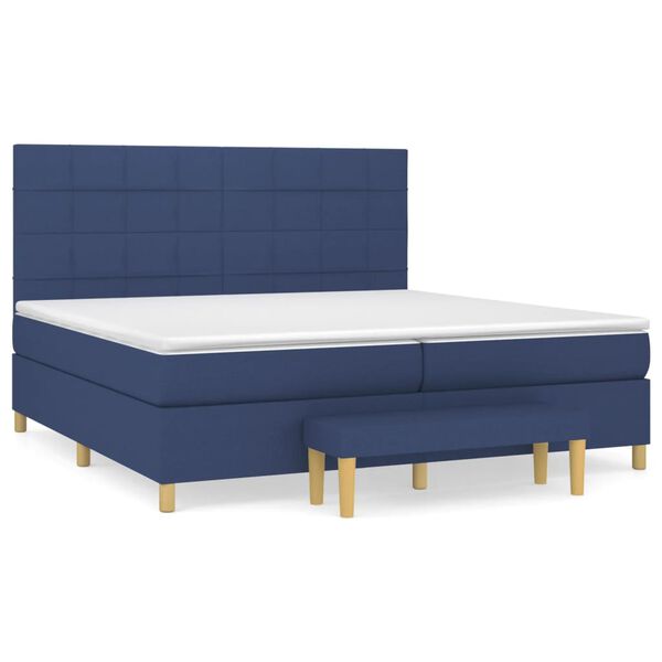 vidaXL Boxspring posteľ s matracom modr&aacute; 200x200 cm l&aacute;tka