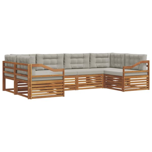 vidaXL S&uacute;pravy pohoviek s vank&uacute;&scaron;om 6 pcs Pr&iacute;rodn&aacute; a svetlosiv&aacute;