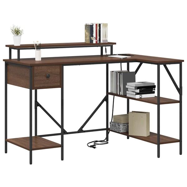 vidaXL St&ocirc;l so z&aacute;suvkou Hned&yacute; dub 120 x 79 x 86,5 cm Kompozitn&eacute; drevo