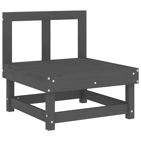 vidaXL Stredová pohovka s podložkami sivá borovicový masív