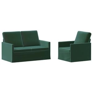 vidaXL Sada pohoviek 2 pcs Tmavozelen&aacute; Zamat