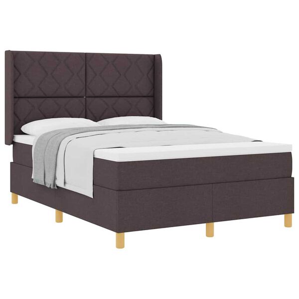 vidaXL Posteľ Box Spring s matracmi Tmavo hnedá 140 x 190 cm látka