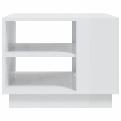 vidaXL Konferenčný stolík lesklý biely 55x55x43 cm drevotrieska